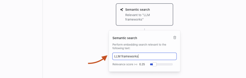 Configure embedding search query