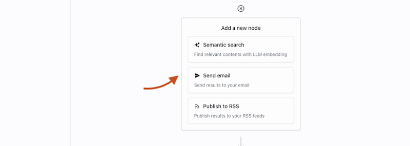 Pick semantic search node to add